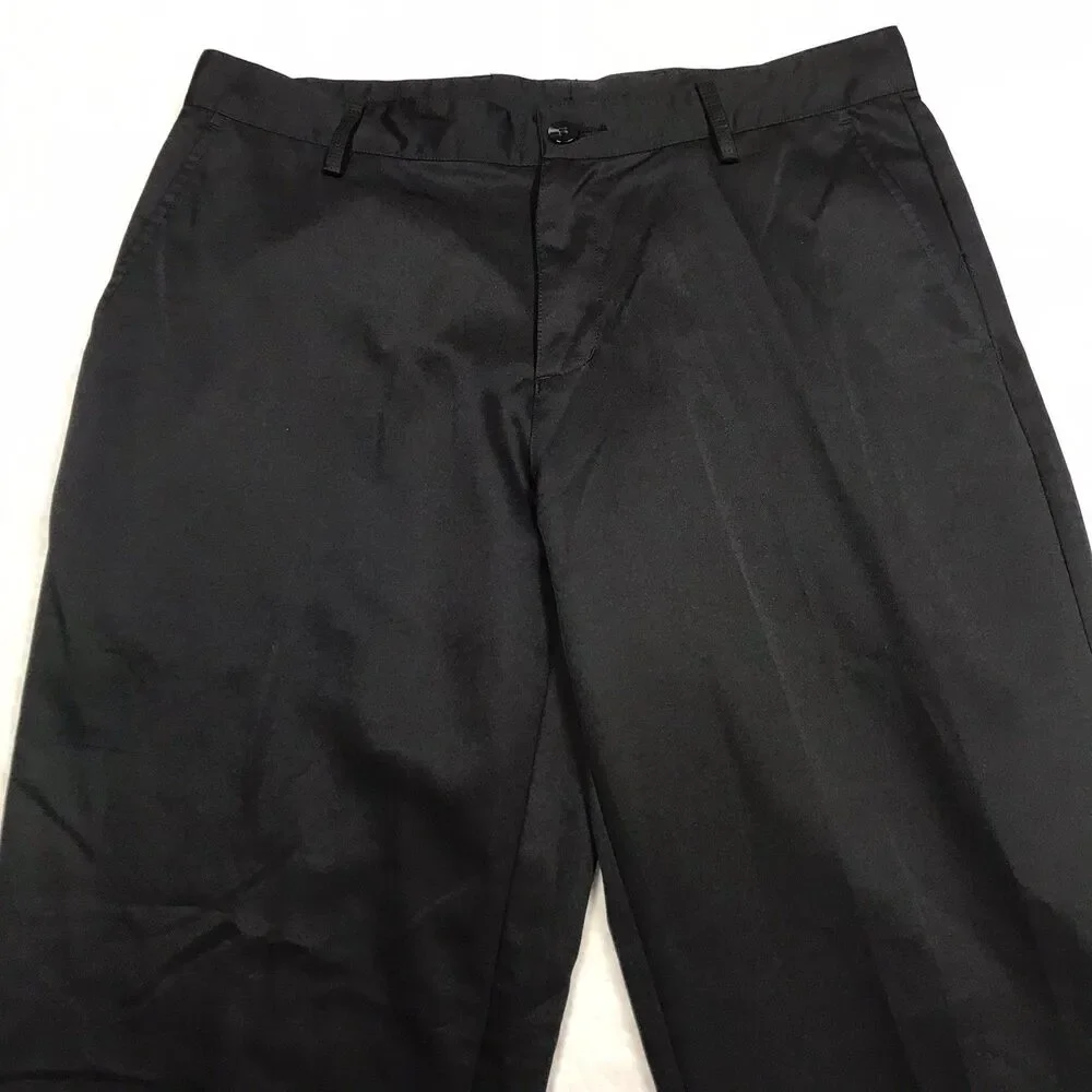 ADIDAS Golf Pants Men 32x32 Black Climalite Poly Performance Straight Leg Chino